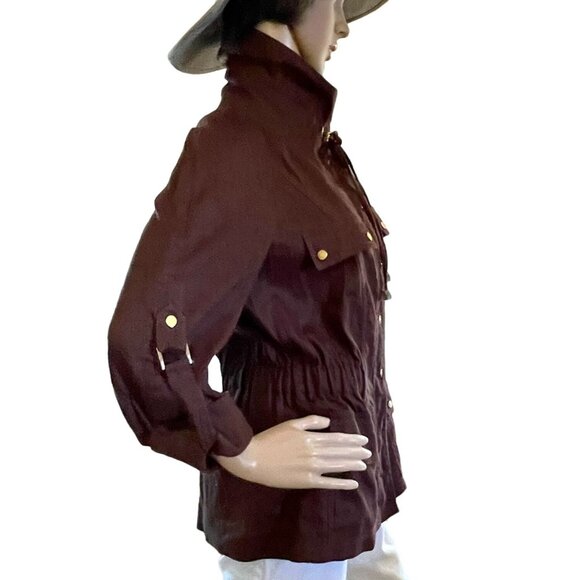 Cache Womens Brown Linen Blend Utility Jacket Sz S - Picture 11 of 14